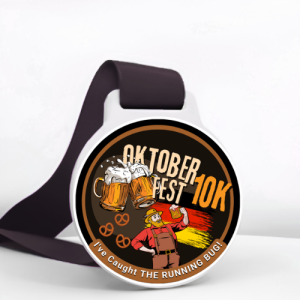 Finishers medal for completing the Oktoberfest 10k virtual race