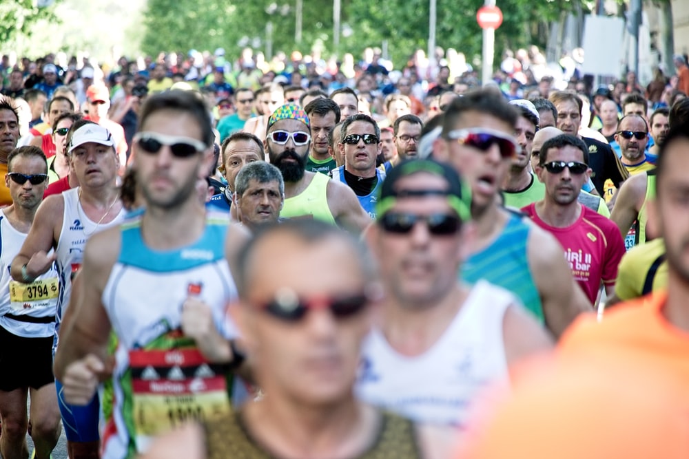 Close up of runners in a marathon