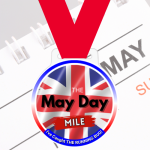 May Day Mile virtual running medal with Union Jack design and red ribbon