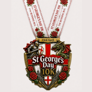 St George’s Day 10K medal with knight and dragon