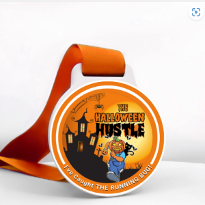 Finishers medal for completing the Halloween Hustle virtual race