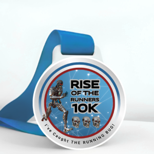 Finishers medal for completing the Rise of the Runners 10k virtual race