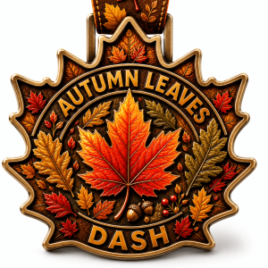 Autumn Leaves Dash maple leaf medal