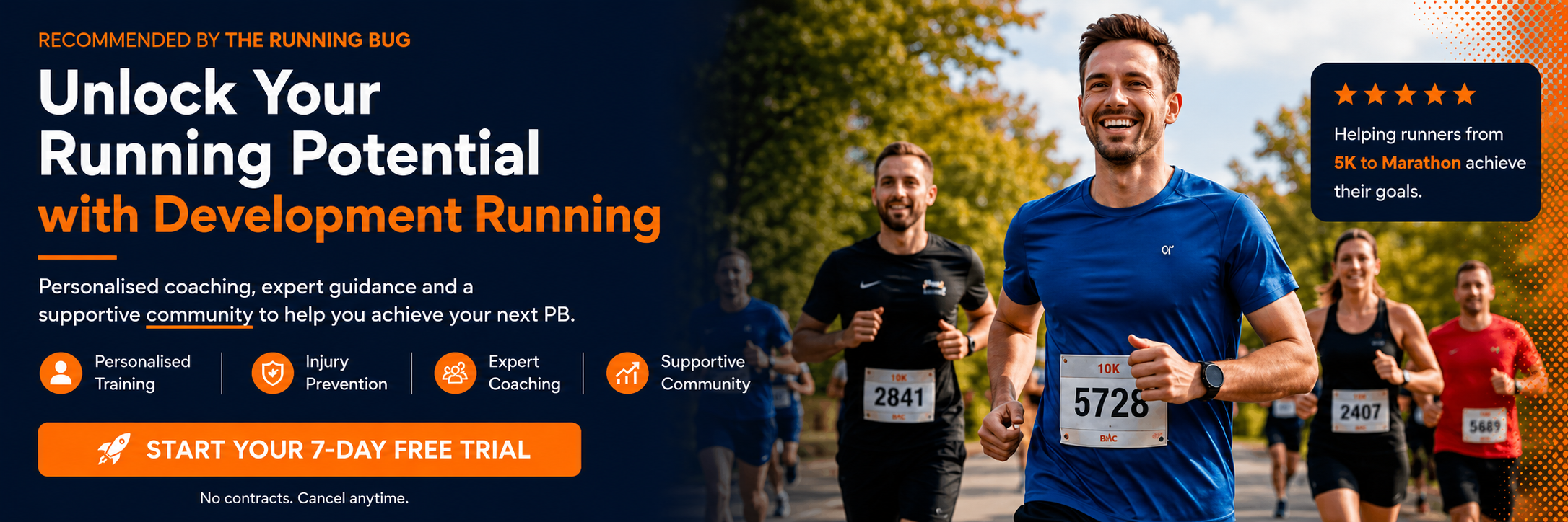 Runners participating in a sunny 10K road race