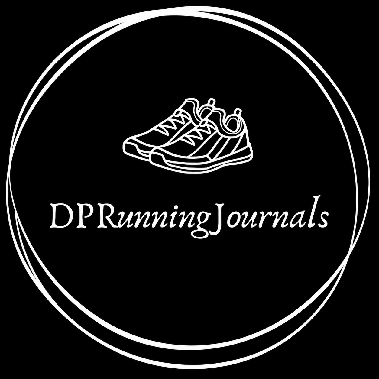 DPRunningJournals logo with running shoes illustration