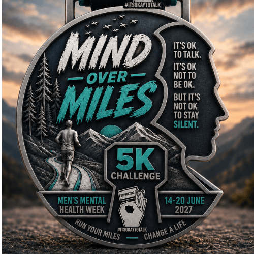 Mind Over Miles Medal Mind Over Miles 5K mental health challenge poster