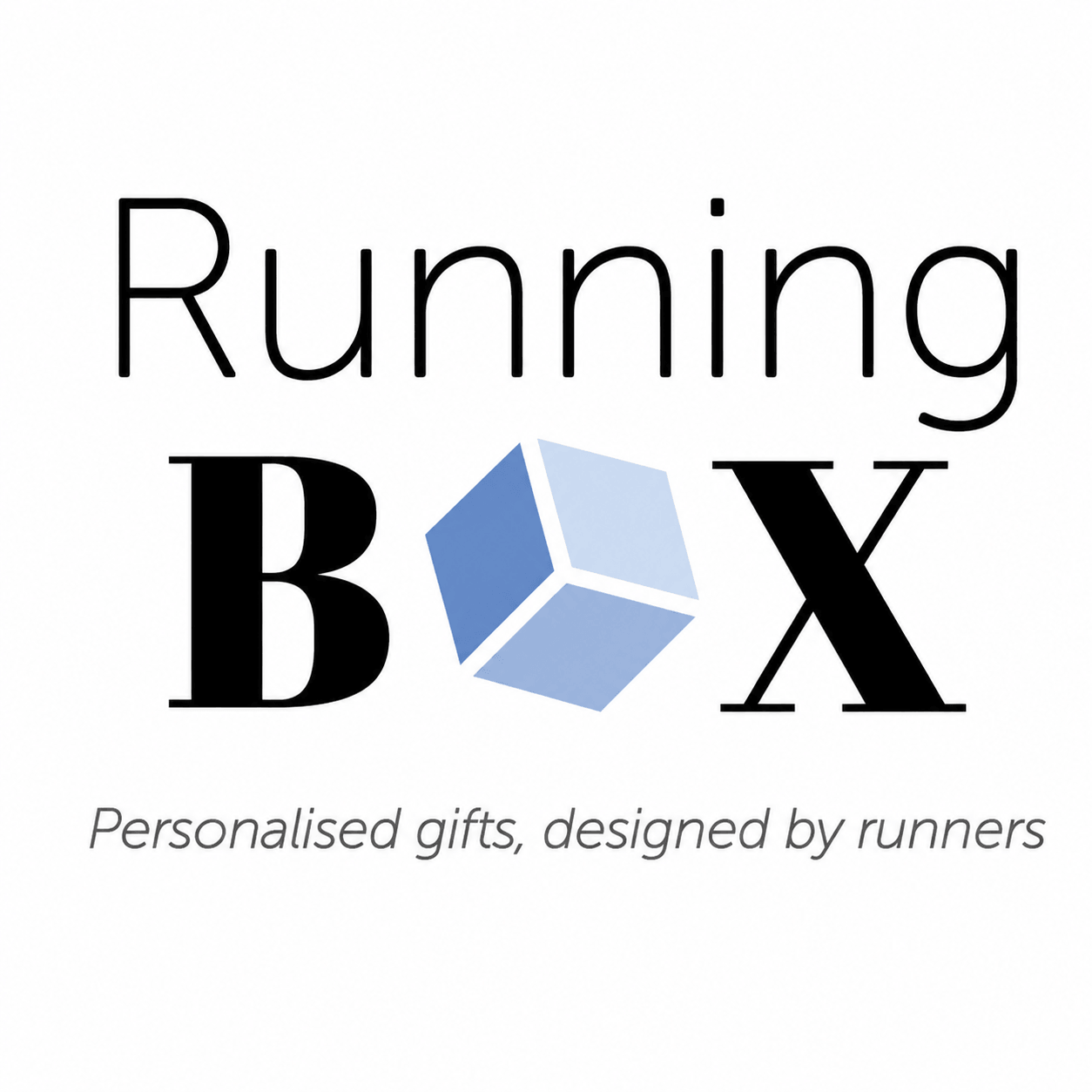 Running Box logo with blue cube icon